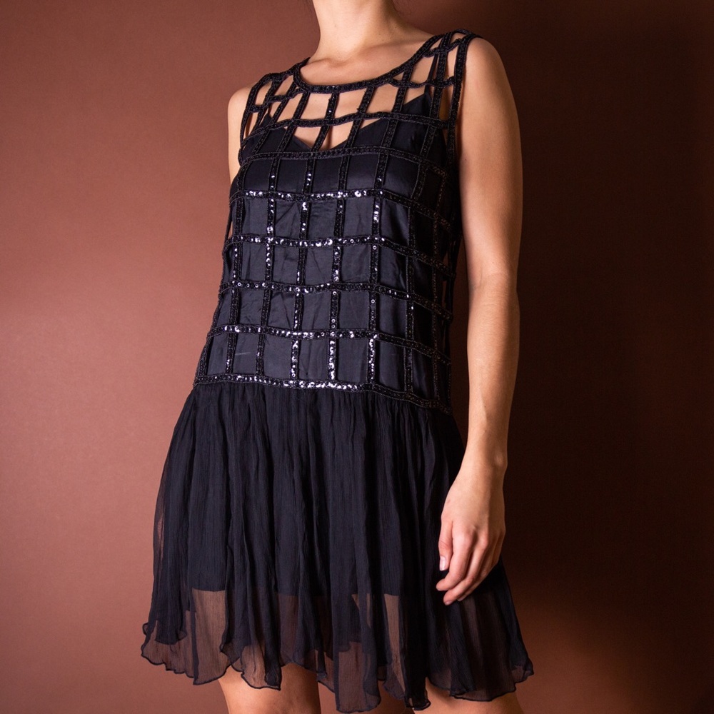 Free people black sequin 2 piece dress